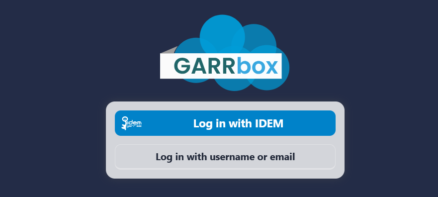 Login a GARRbox tramite web browser