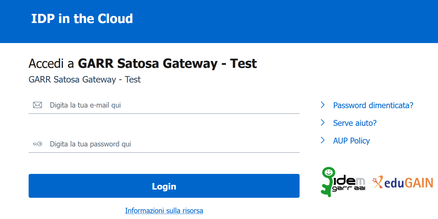 Login con credenziali istituzionali