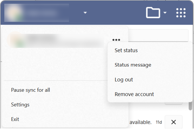 Profilo utente e opzioni di logout