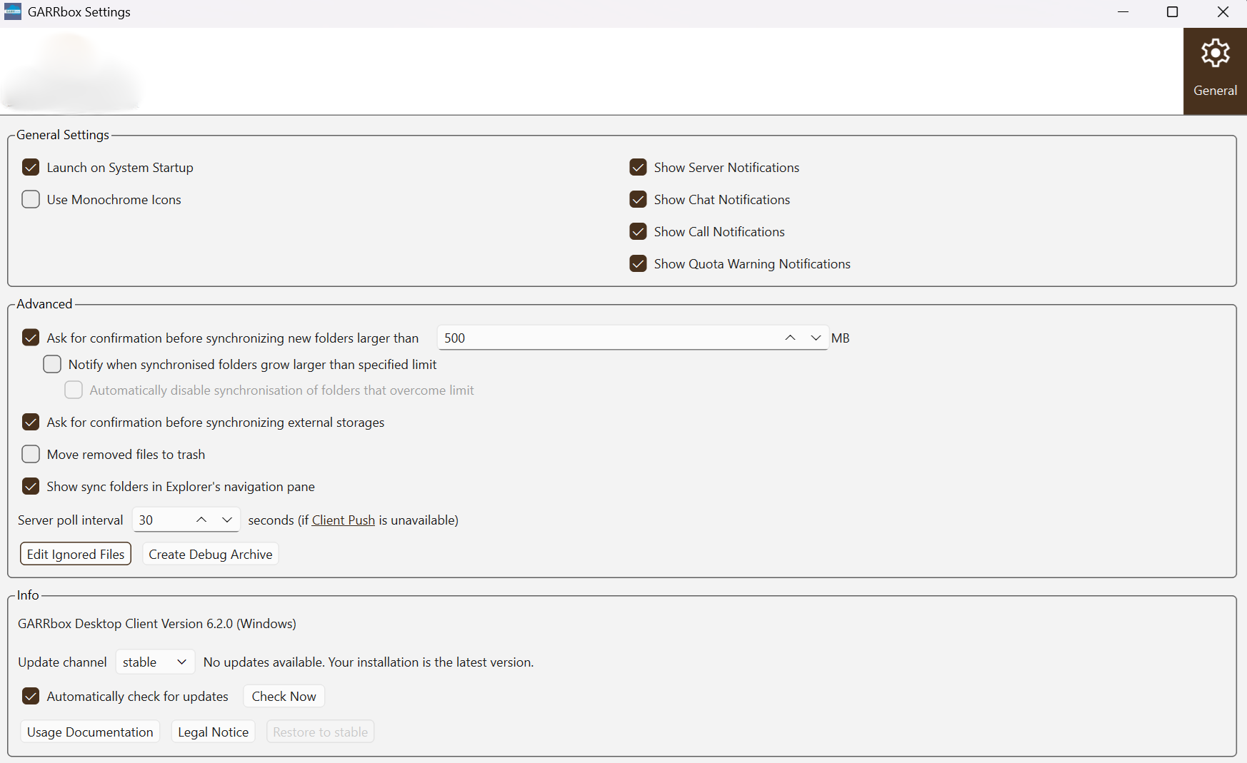 General notification and synchronisation options